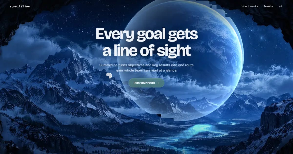 Summitline Planet Rising Over a Cave Valley | Website template