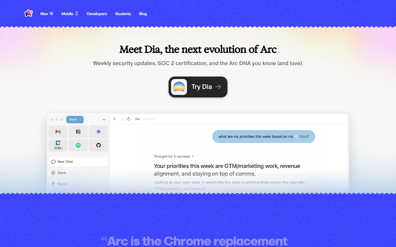 Arc website style
