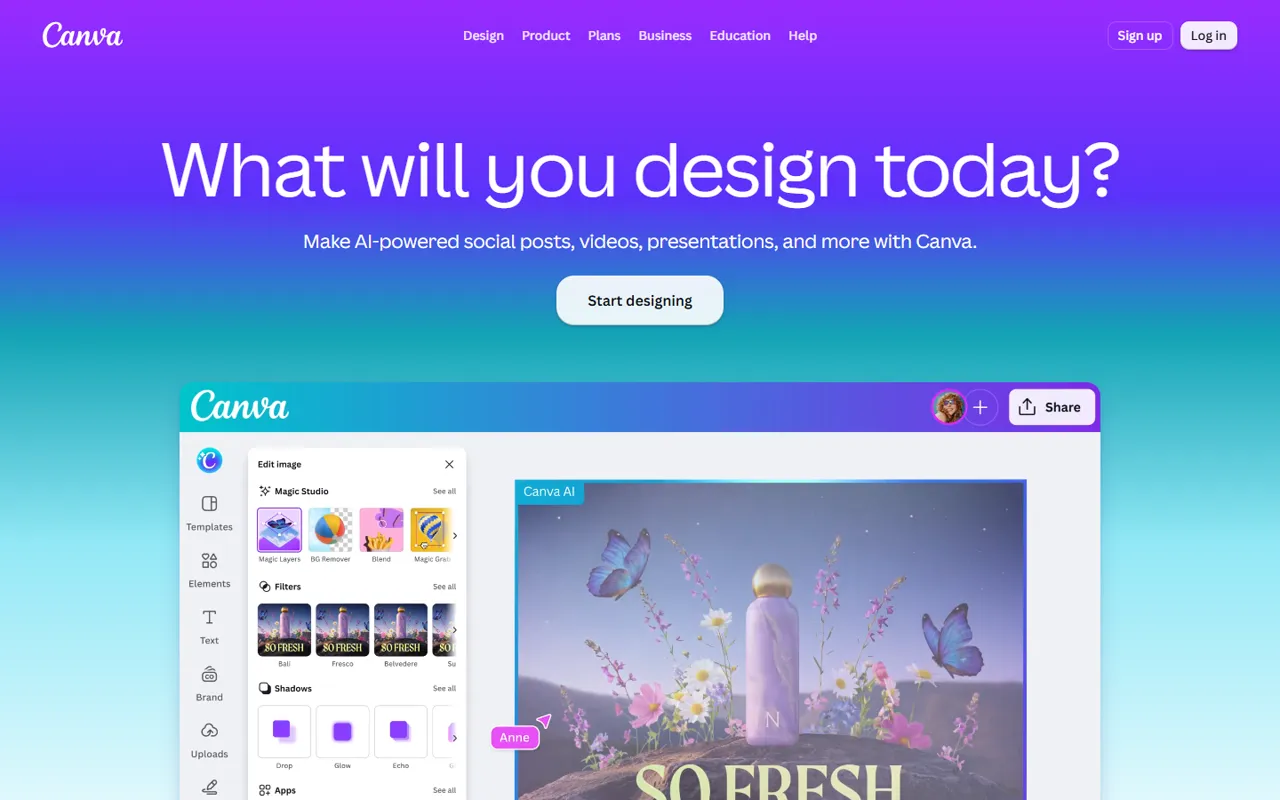 Canva website style