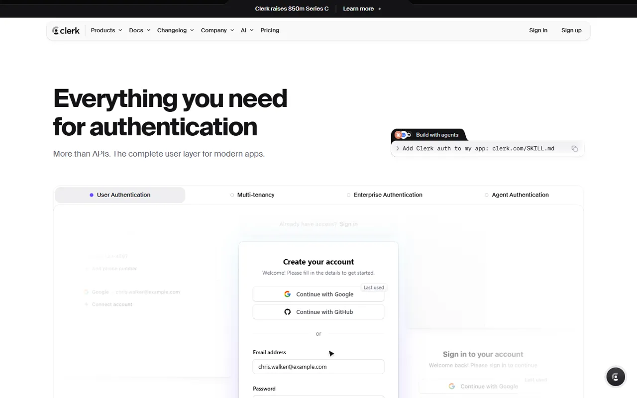 Clerk website style