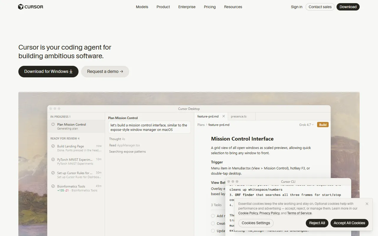 Cursor website style