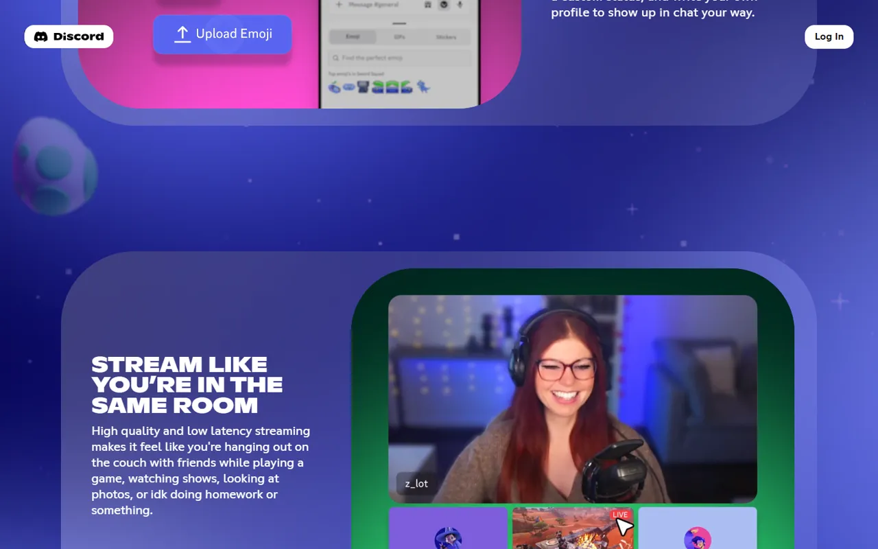 Discord website, further down the page