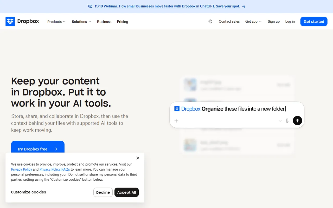 Dropbox website style