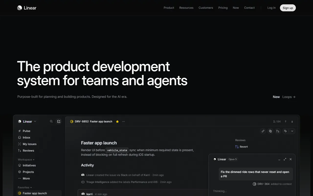 Linear website style