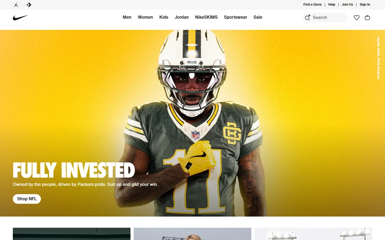 Nike website style