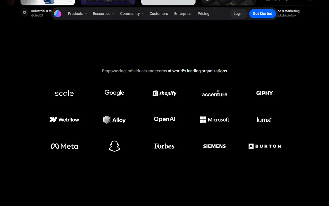 Spline website, further down the page