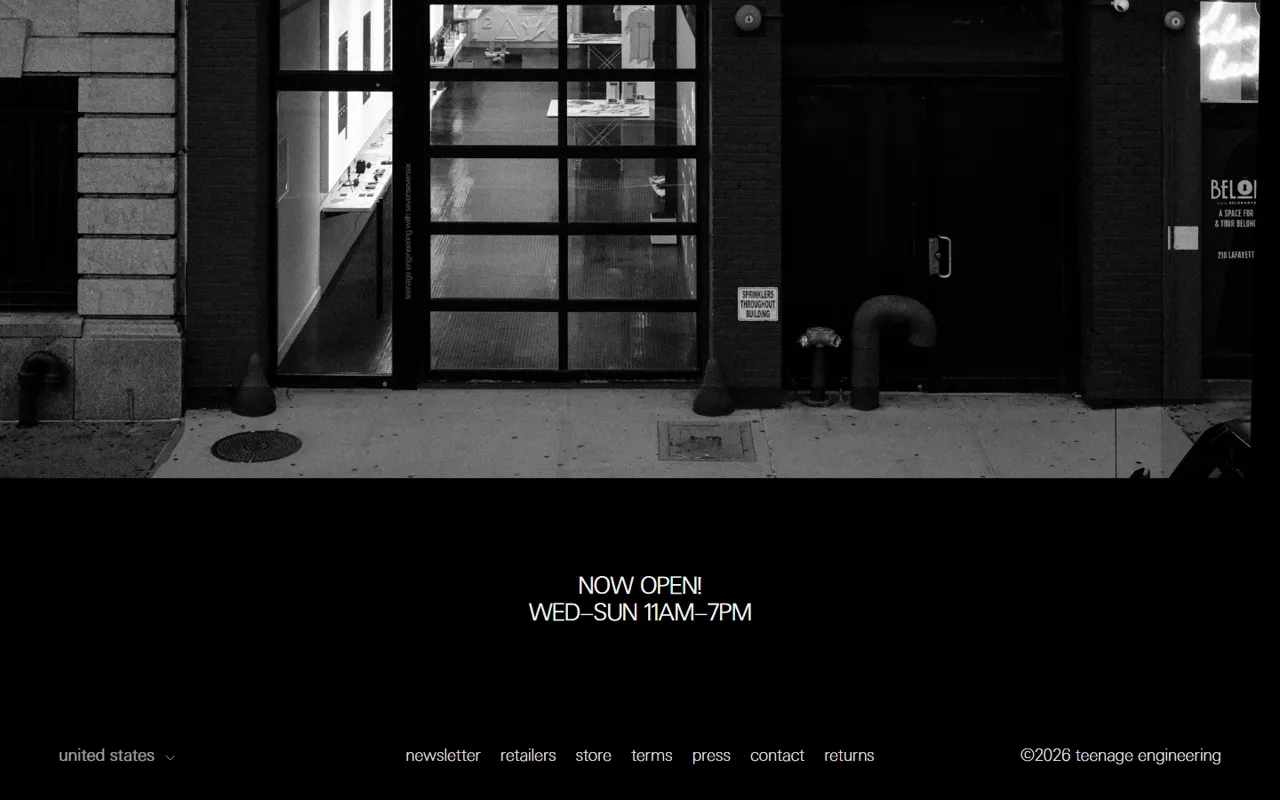 Teenage Engineering website, further down the page